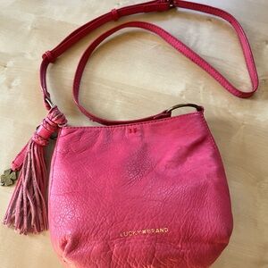 Lucky Brand Coral-Pink Leather Crossbody with Tassel